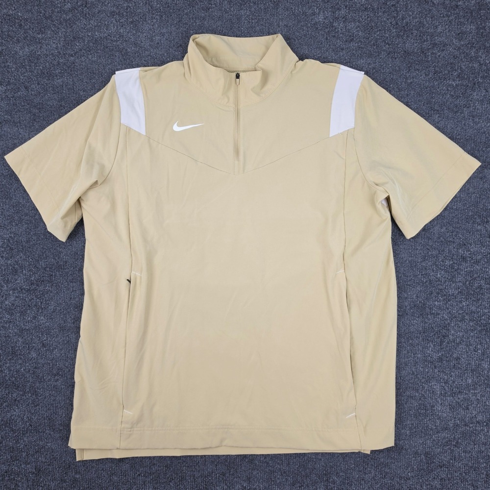 Nike Sideline Jacket Mens XL Gold/Tan 1/4 Zip Short Sleeve Windshirt DJ5113-783